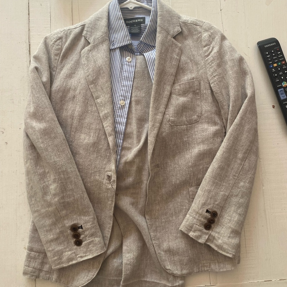 Zara beige linen boys suit age 7
